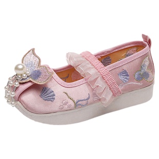 女童配马面裙穿的绣花鞋厚底清代格格鞋夏学生旗袍鞋美人鱼戏曲鞋