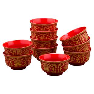 陶瓷供碗招财进宝八供斋饭碗红色供佛七供水碗水神台供寺庙八吉祥