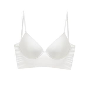 大露背美背薄款大胸光面显小隐形内衣CDE大罩杯软钢圈U型低腰文胸