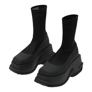 吴海媛万妮达同款DAPHNELAB方糖厚底袜靴复古时尚切尔西短靴女鞋