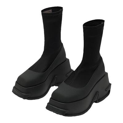 达芙妮lab方糖厚底增高袜靴