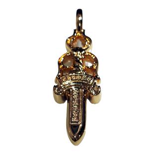 Black Luxurious电镀22K18K白黄金色圣剑宝剑十字架刻字个性项链