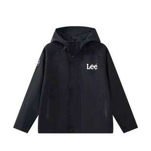 Lee kids儿童防水秋冬外套男童女童大童连帽户外夹克黑色透湿耐磨