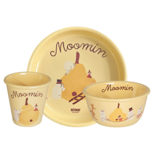 芬兰姆明moomin餐碗餐盘杯子餐具套装可爱三件套菜盘碗盘子平盘杯