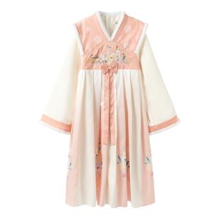 巴拉巴拉女童汉服改良襦裙国风连衣裙冬装裙子绣花洋气时尚新中式