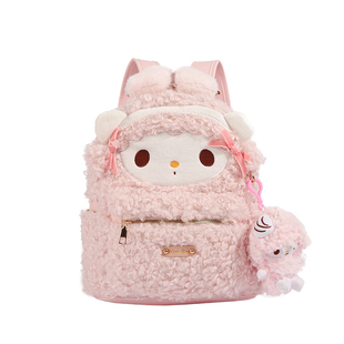 可爱粉色美乐蒂毛绒双肩包女2026新款潮蝴蝶结大容量通勤学生背包