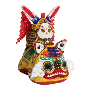 王的手创 兔儿爷手工刺绣中国风礼物老北京特色摆件兔爷干花香囊