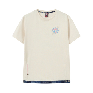 ONIARAI/鬼洗26春夏新品泥棒蓝女款龙凤呈祥绣花短袖T恤女N840306