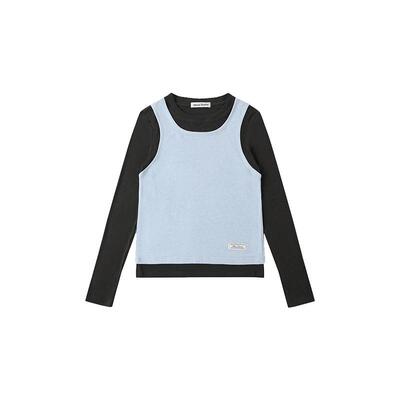 经典假两件修身长袖上衣