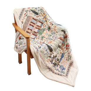 法式复古卡蒙特四季膝盖腿毯沙发盖毯冬季加厚双层办公室午休睡毯