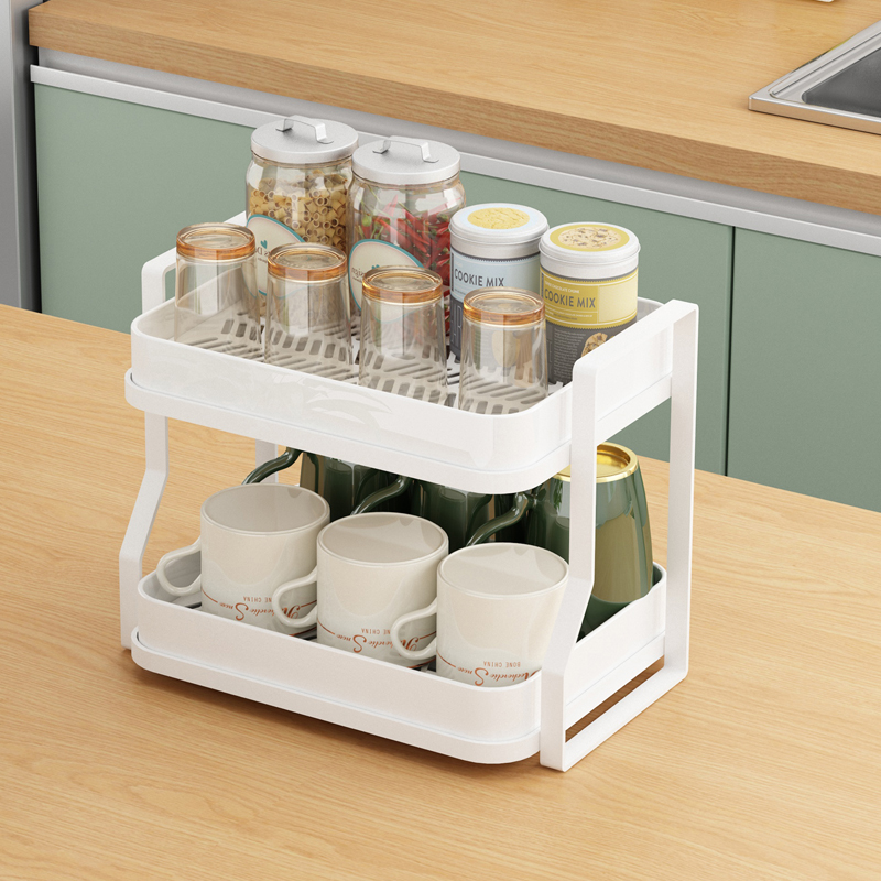 家用桌面放水杯架子杯子收纳置物架杯架客厅玻璃茶杯双层沥水托盘