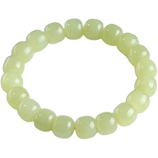 玉说和田玉黄玉老型珠手串女款玉石单珠9mm*10mm共20颗手链附证书