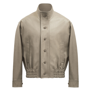 【男女同款】CULTUM防水休闲短款立领纯色PU皮衣飞行夹克外套男