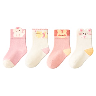 科巢婴儿袜子秋冬女童新生幼儿宝宝棉纯a类无骨男儿童加厚中筒袜