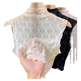 半高领蕾丝假领子女百搭秋季新款毛衣内搭网纱上衣无袖背心纱衣薄