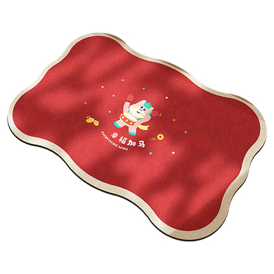 新年红色浴室地垫硅藻泥吸水垫