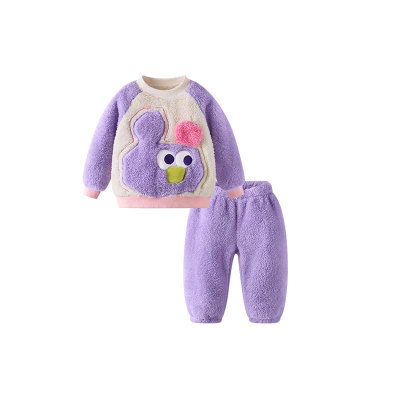 儿童家居服秋冬小宝宝睡衣加绒保暖婴儿套装加厚女童冬装男童童装
