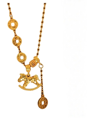 古婷新中式钱币小马项链高级感