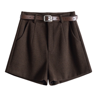 毛呢短裤女高腰秋冬2025新款