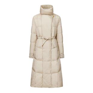 VGRASS刺绣花纹领边长款鹅绒羽绒服冬新款女大翻领羽绒大衣女