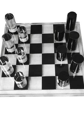 北欧简约水晶象棋棋子摆件XO棋盘