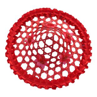 新款纯手工竹编儿童舞蹈斗笠成人舞台演出广场舞表演道具花朵草帽