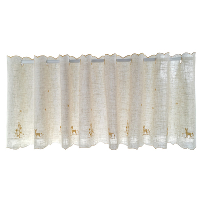 免打孔半截美式厨房阳台棉麻窗帘