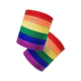 彩虹运动护腕户外羽毛球健身吸汗拼色条纹毛巾护手腕篮网球护腕带