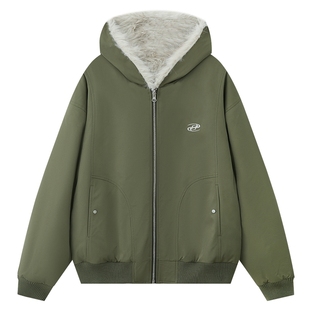 ER两面穿座山雕飞行夹克2026美式潮牌休闲连帽情侣毛毛上衣外套