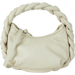 【新年礼物】HEREU 女麻花编织皮革白色手提包