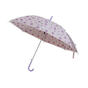 彩色圆点磨砂雨伞长柄糖果色自动点点学生精美塑料透明晴雨伞少女