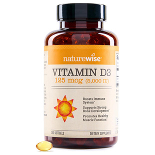 美国直邮NatureWise维生素D3K2胶囊90粒MK7儿童青少年中老年补钙