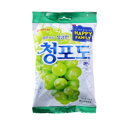 乐天韩国进口儿童水果硬糖青葡萄