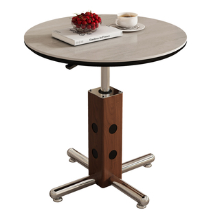 中古风可移动可升降边几客厅2025新款沙发角几法式岩板小圆桌茶几