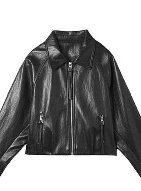 棕色美拉德短款小皮衣外套女款2026年春秋新款欧货爆款机车服夹克