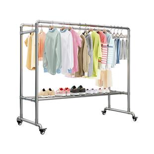 钢管晾衣架落地阳台家用挂衣架户外室外晒被子简易双杆水管凉衣架