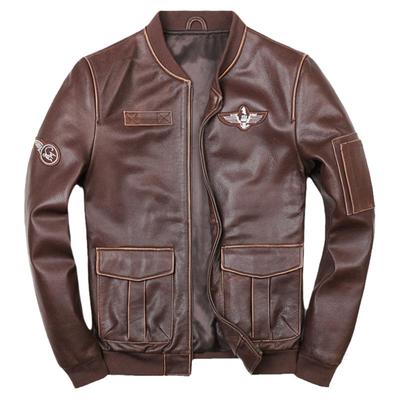 棒球领真皮皮衣男款头层牛皮夹克