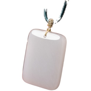 金丝玉吊坠女男和田玉羊脂玉白玉挂坠无事牌项坠挂件玉坠玉项链