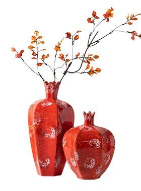 U Mi LIVING · 儒雅 | 陶瓷花瓶新中式红色插花高级感复古花瓶