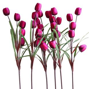 郁金香仿真花假花布料花绢花塑料花客厅落地装套装饰花卉摆设花艺