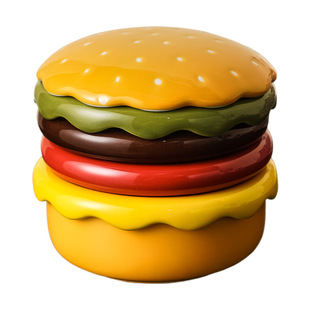 陶瓷汉堡碟子家用调味碟可爱小吃碟沾酱料碟创意礼物乔迁新居礼品