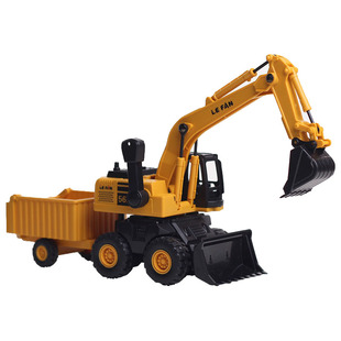 手摇拖斗挖掘机玩具车男孩惯性会跑挖土机工程车儿童三合一翻斗车