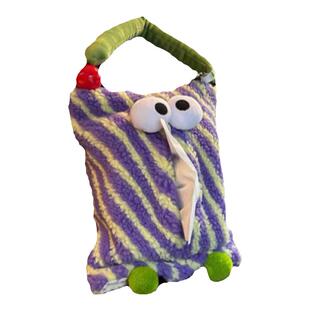 可爱小怪兽车载抽纸盒卡通毛绒家用纸巾盒创意车内挂式纸巾收纳