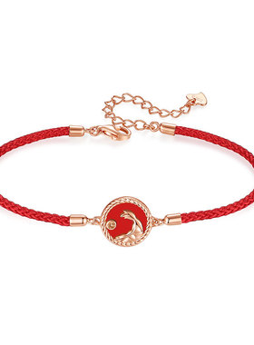 蛇年五行本命年红绳S925纯银手链