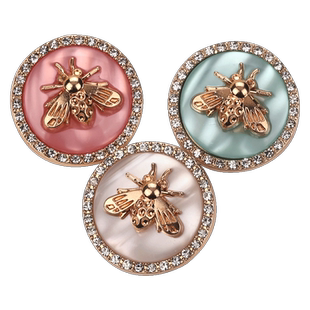 蜜蜂金属纽扣镶钻双拼高档钮扣毛衣大衣法式套装衣服扣子服饰配件