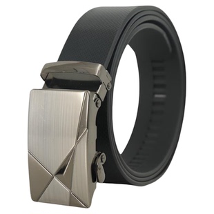 军工男士航空牛筋自动扣腰带皮带商务休闲塑胶裤带男百搭耐磨腰带