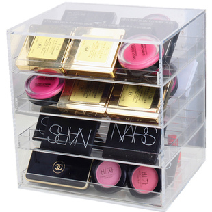 网红同款亚克力抽屉眼影盘收纳柜梳妆台粉饼气垫化妆品收纳置物架
