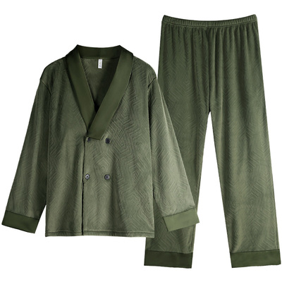 轩靓新中式睡衣男士秋冬加绒加厚