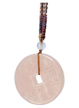 山鬼花钱护大平安扣复古毛衣项链