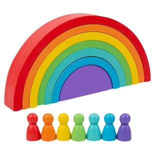 儿童益智彩虹小人积木叠叠乐玩具幼儿园早教启蒙颜色认知互动积木